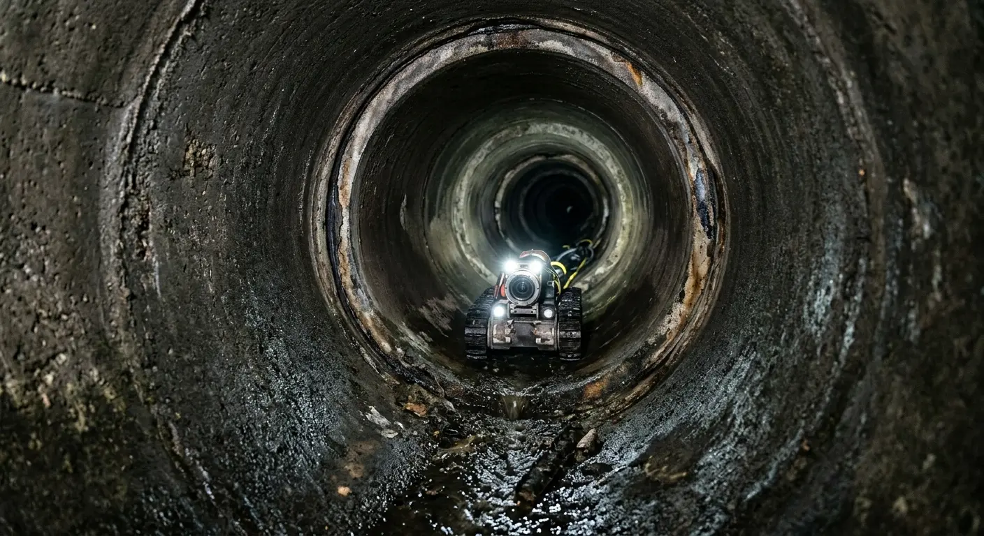 Robotic sewer camera inspecting pipe interior for Sewer Line Repair in Lisbon